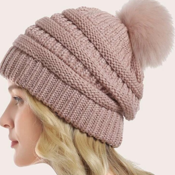 Dusty Pink Pom Pom Beanie - Picture 1 of 1